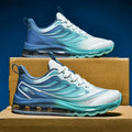 Men's woven sneaker in blackish blue, white rose, or white smoky blue with round toe and mid heel.