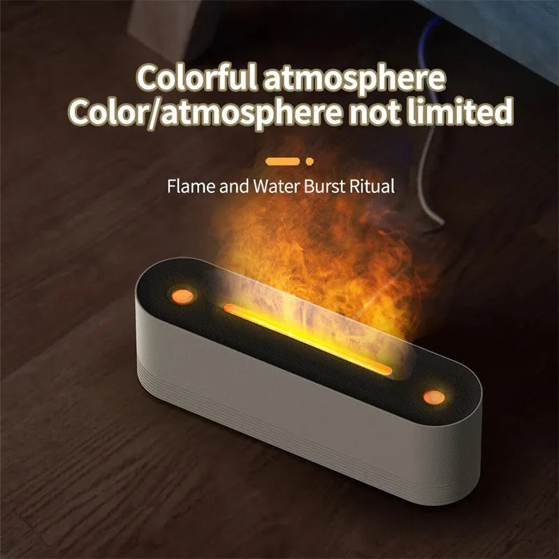 Black ultrasonic aroma diffuser with 7 colour flame LED display and cool mist emission