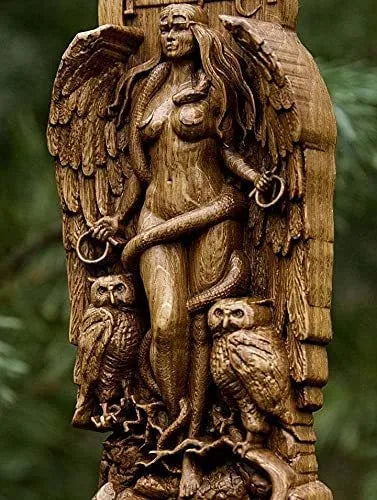 Detailed synthetic resin Greek goddess statue standing 22cm tall on a base.