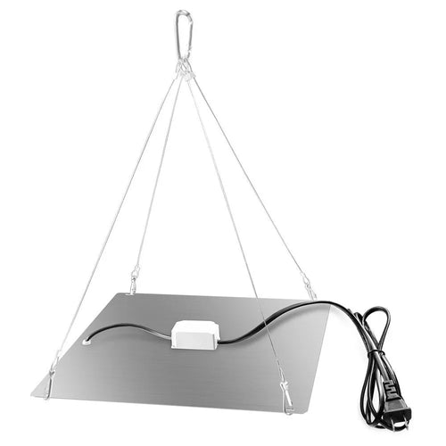 Silver aluminium D-section LED plant grow light with a black hanging hook, for indoor fruits and vegetables.