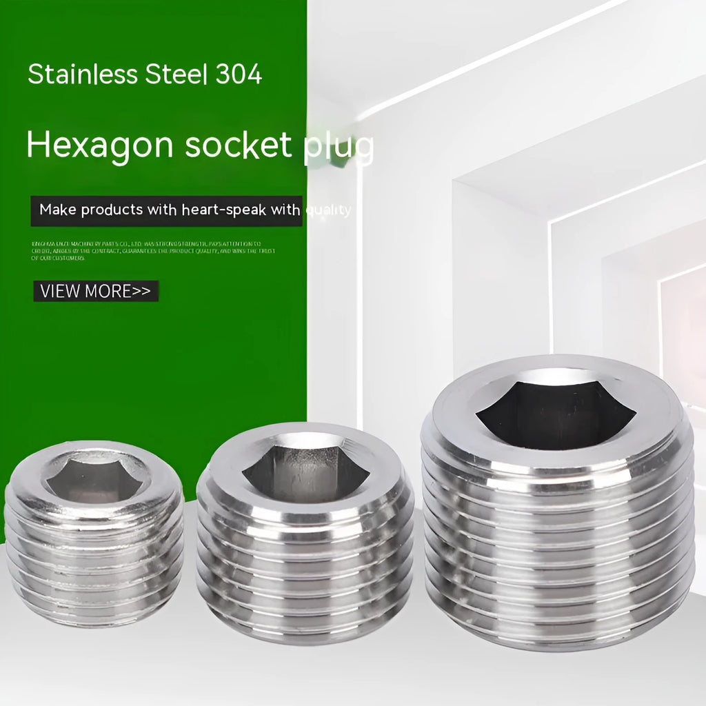 Stainless steel hexagon plug for 3/8 pipe bulkhead thread