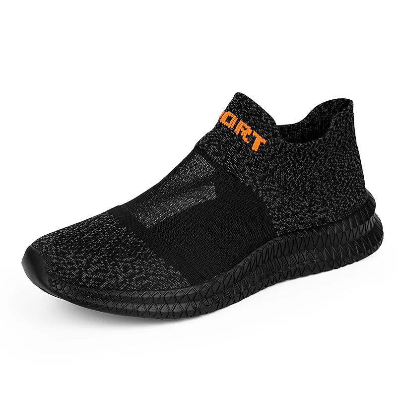Flyknit woven sports sock shoes in khaki colour with lace fastening and breathable hollow construction