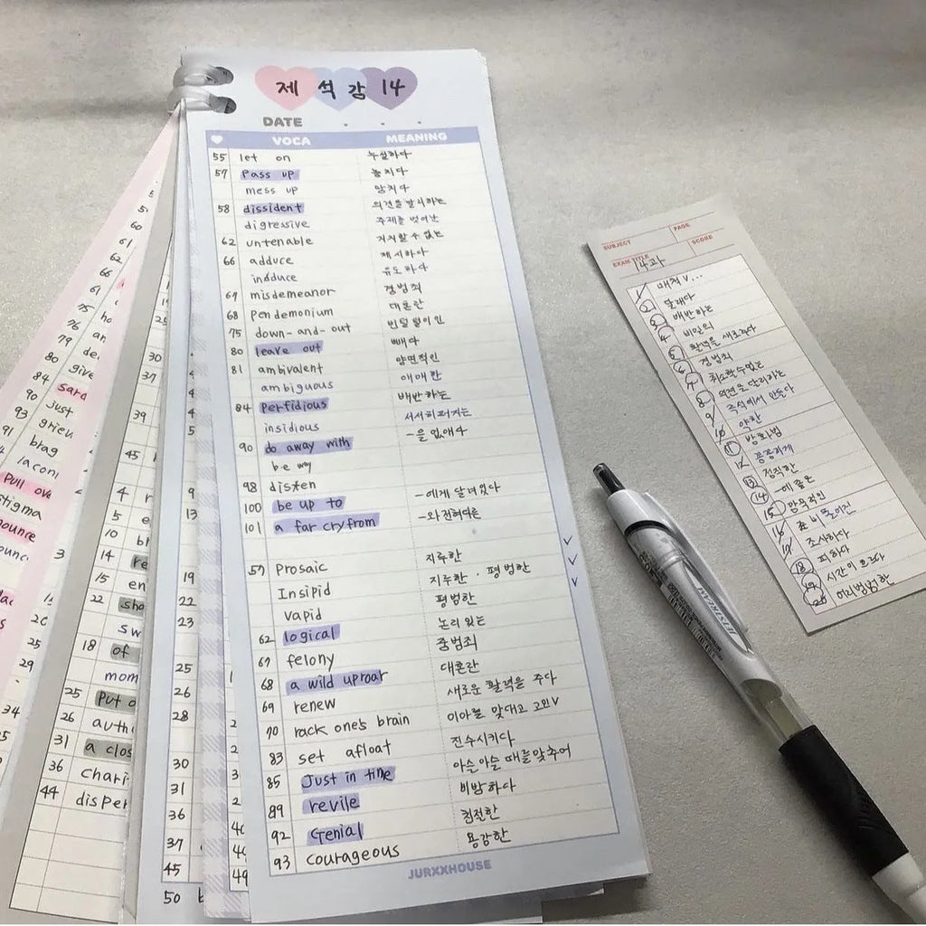 Vertical English learning notepad in half B5 size with double-sided printing and three colour options