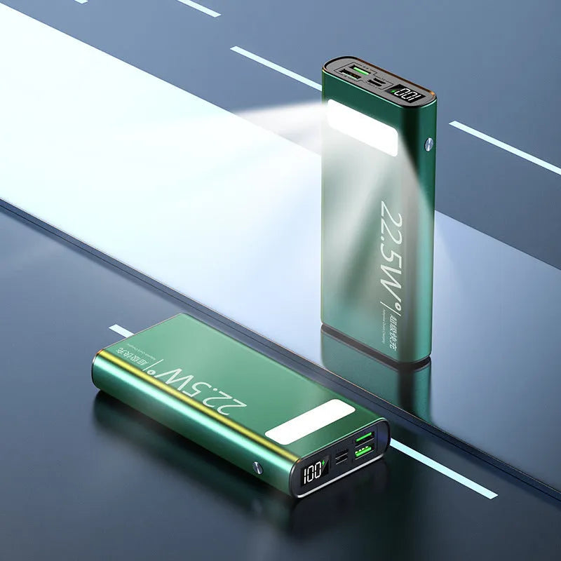 Alloy 22.5W super fast charging power bank with LCD display showing battery percentage