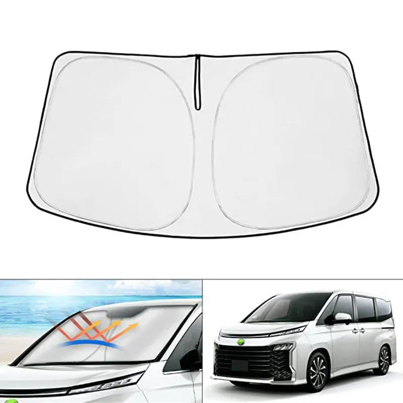 Custom car windshield sunshade for Toyota NOAH XOVY 90 series in silver tape material