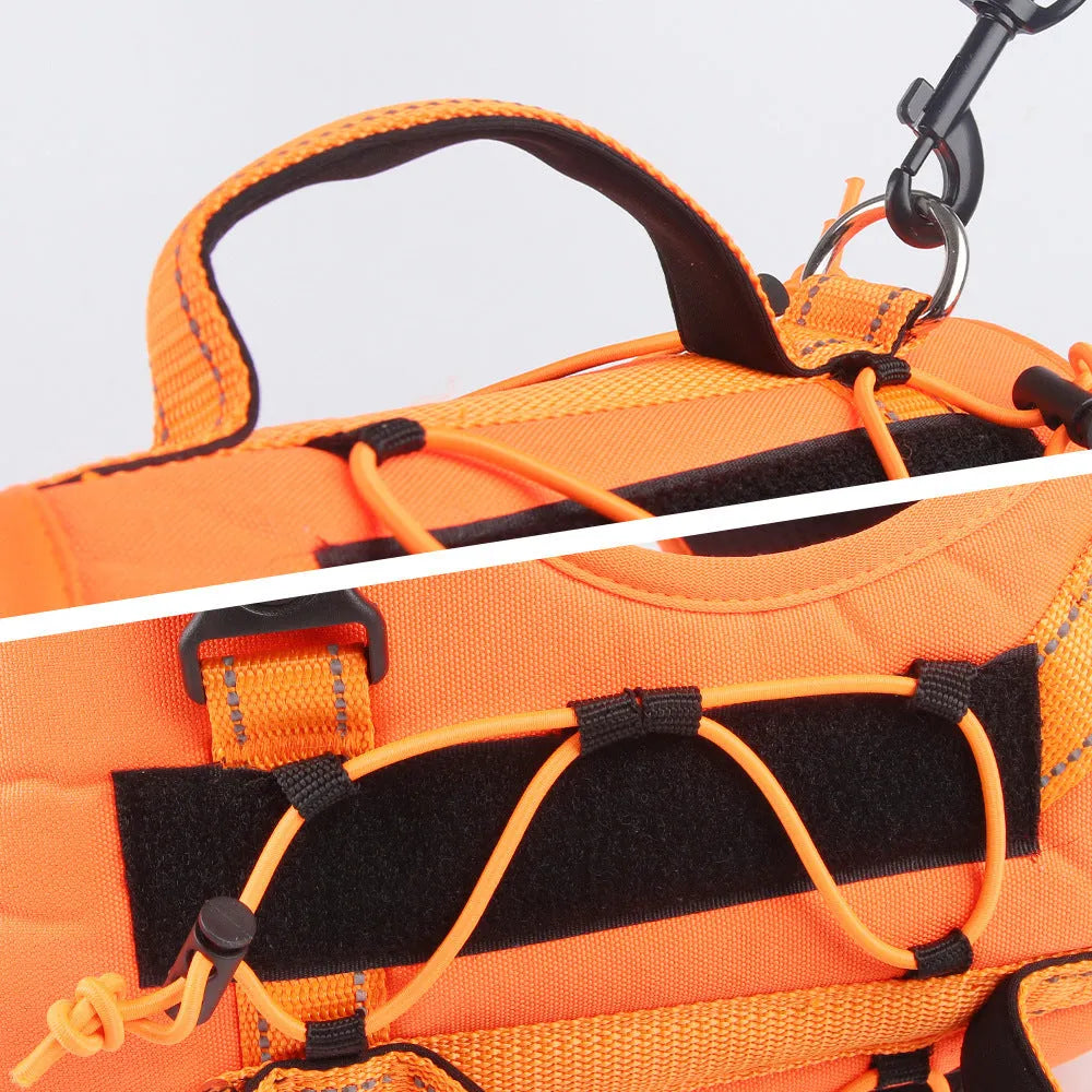 Reflective explosion-proof dog harness vest with hand-holding rope in orange, black, navy blue, brown, or dark purple colour options