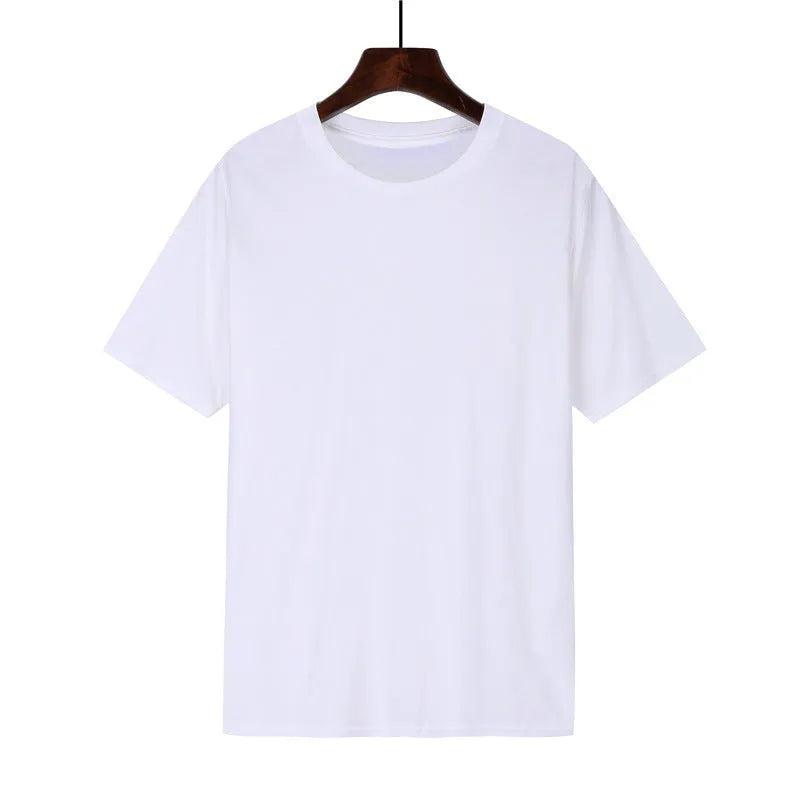 Black cotton T-shirt for men with loose-fitting short sleeves and printed design