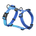 Adjustable polyester dog harness with gradient colour chest strap in scenic design