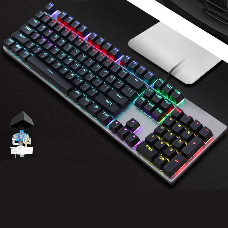 GK410 mechanical keyboard with metal case, 104 keys, backlight, and choice of mechanical switches