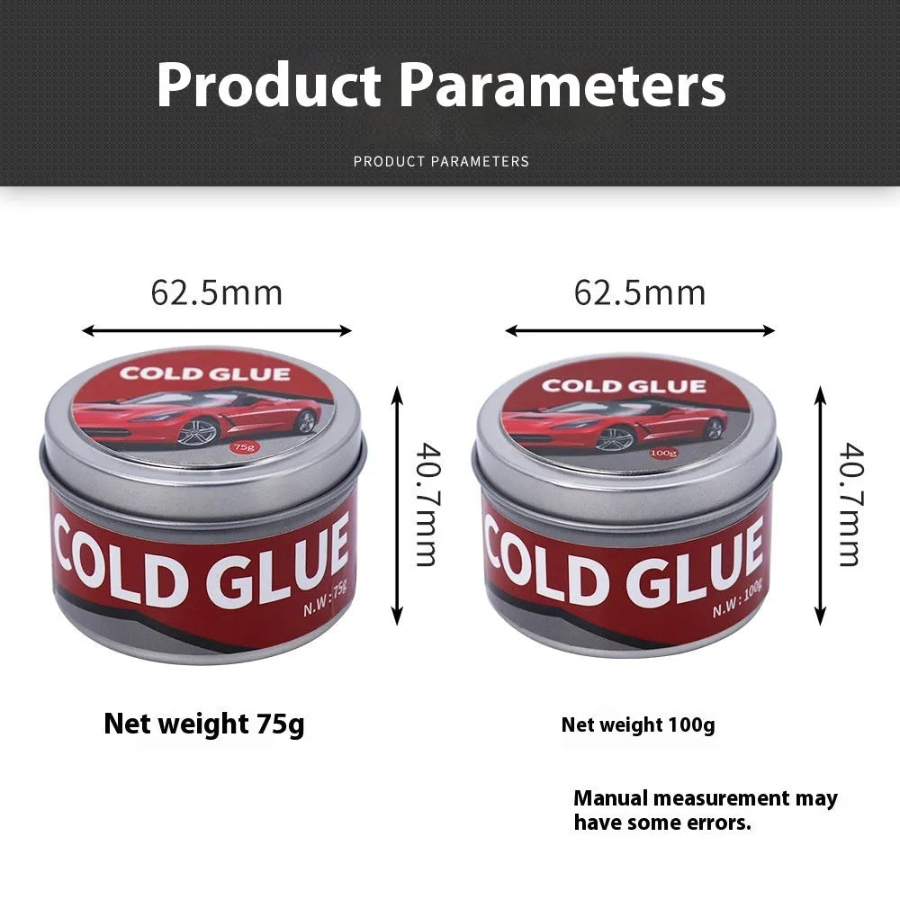Automobile repair cold glue for dent and depression repair in 75g and 100g container sizes