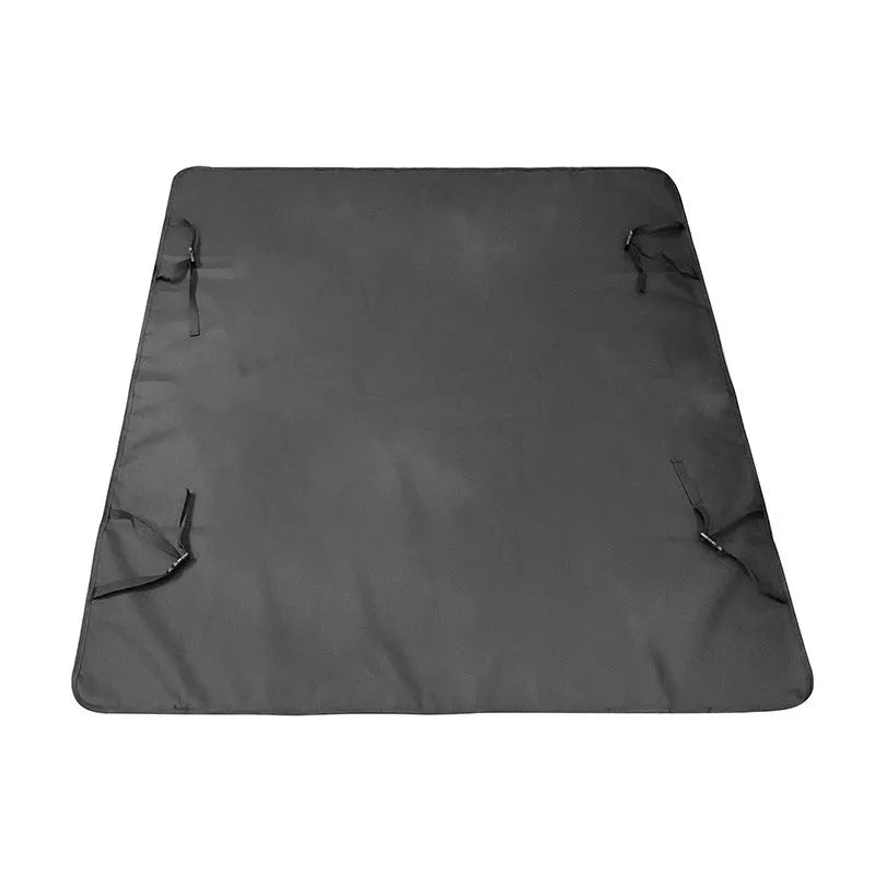 Car pet mat for rear seats in water resistant cloth with dog footprint design protecting vehicle upholstery