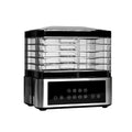 Silver stainless steel fruit dehydrator with digital temperature display and 14 litre capacity