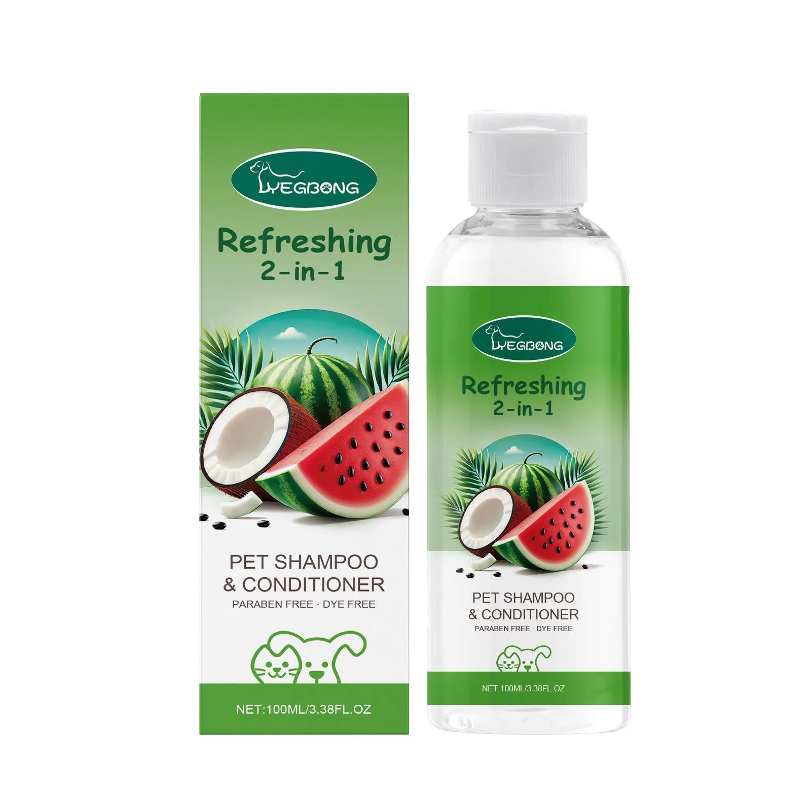 Pet 2-in-1 shampoo fragrance shower gel bottle measuring 3.8cm by 12.8cm