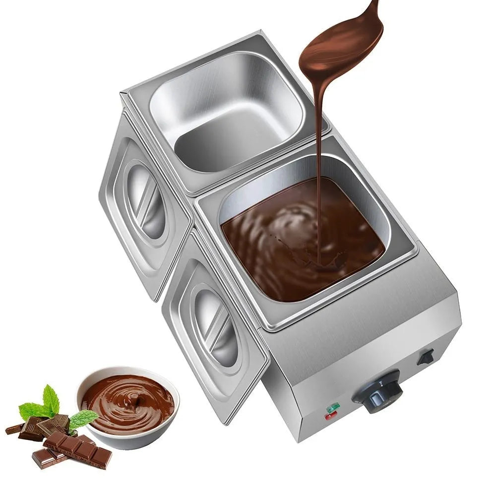 Commercial electric chocolate melting machine with temperature control display and double pot design