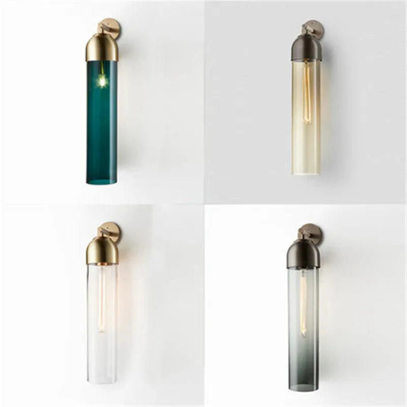 Nordic postmodern glass wall lamp with modern minimalist design in amber colour finish