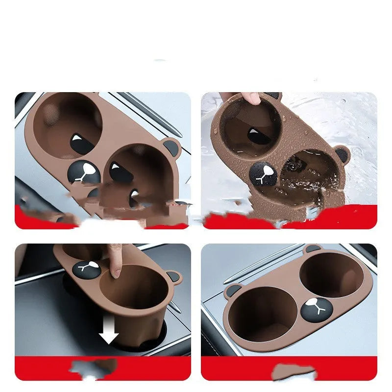 Silicone cup holder limiter for car central console in grey, tan, or pink