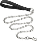 Heavy duty metal dog leash with chew proof chain and soft padded handle for large dogs