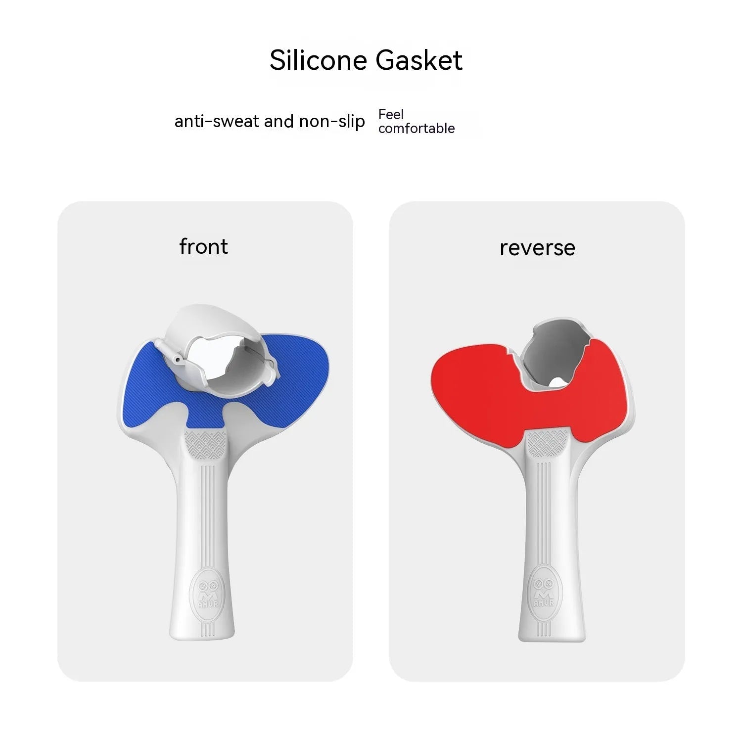 Red and blue plastic silicone Pico 4 VR controller table tennis racket hand grip measuring 160mm