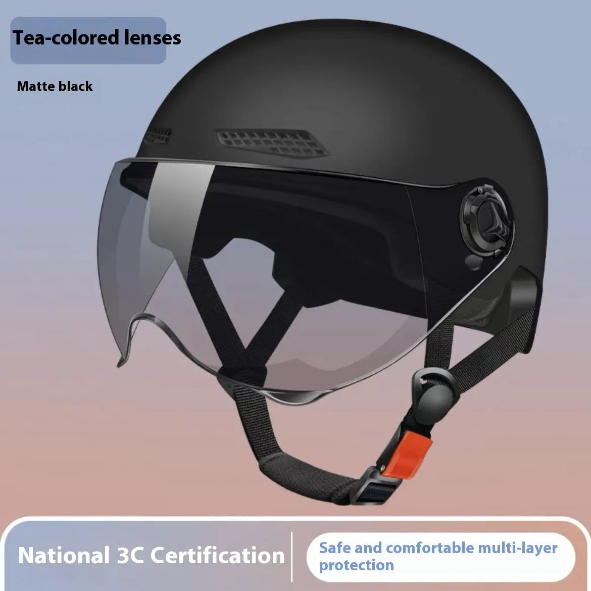 3C certified electric motorcycle half helmet with sun visor in polypropylene.