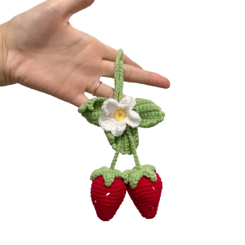 Handmade cotton and hemp strawberry weaving pendant decorative hanging ornament