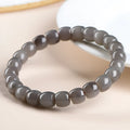 Smokey violet Hetian jade straight cut bracelet with approximately 24 polished 8x9mm beads