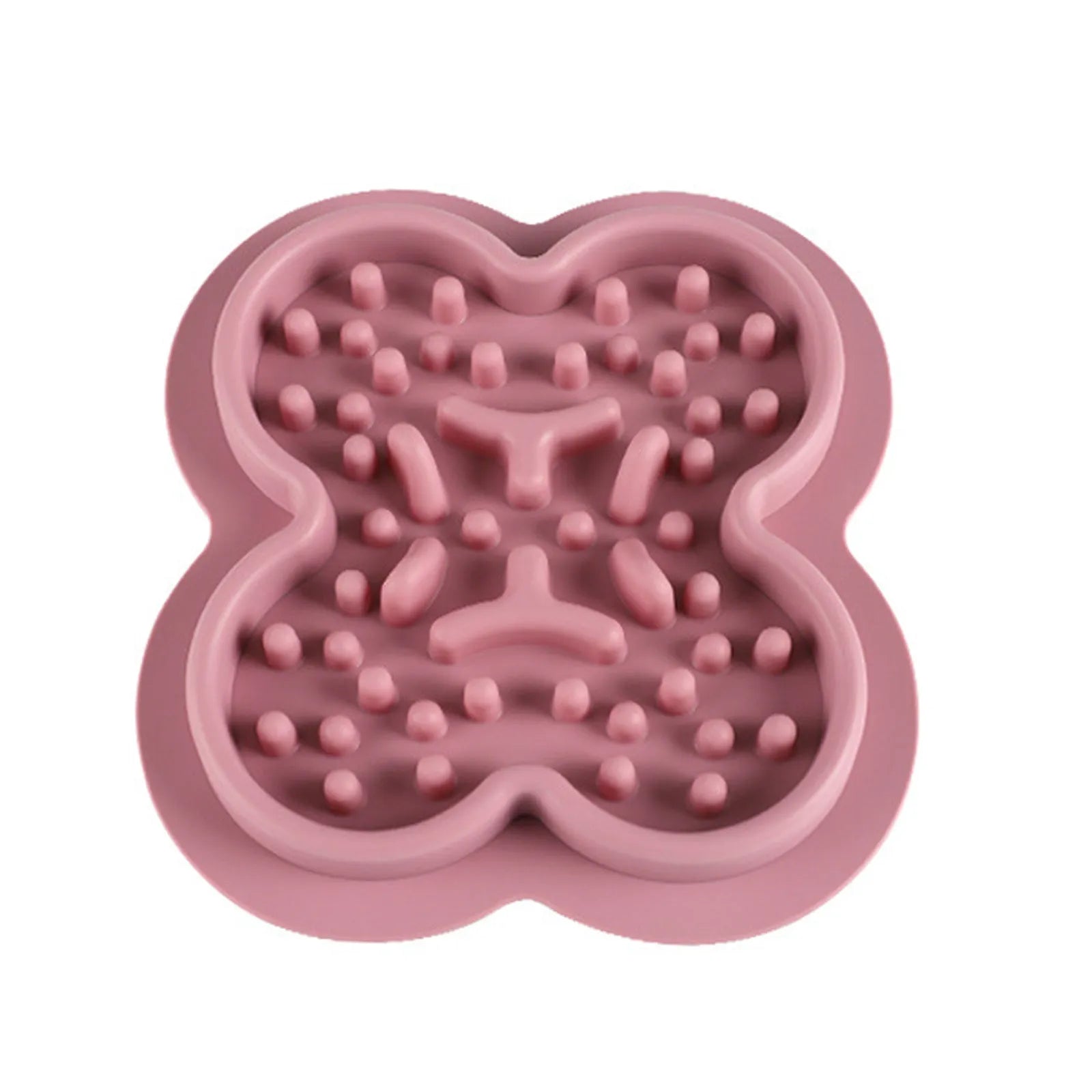 Silicone pet licking pad slow feeder mat in green colour with textured surface, showing scale.