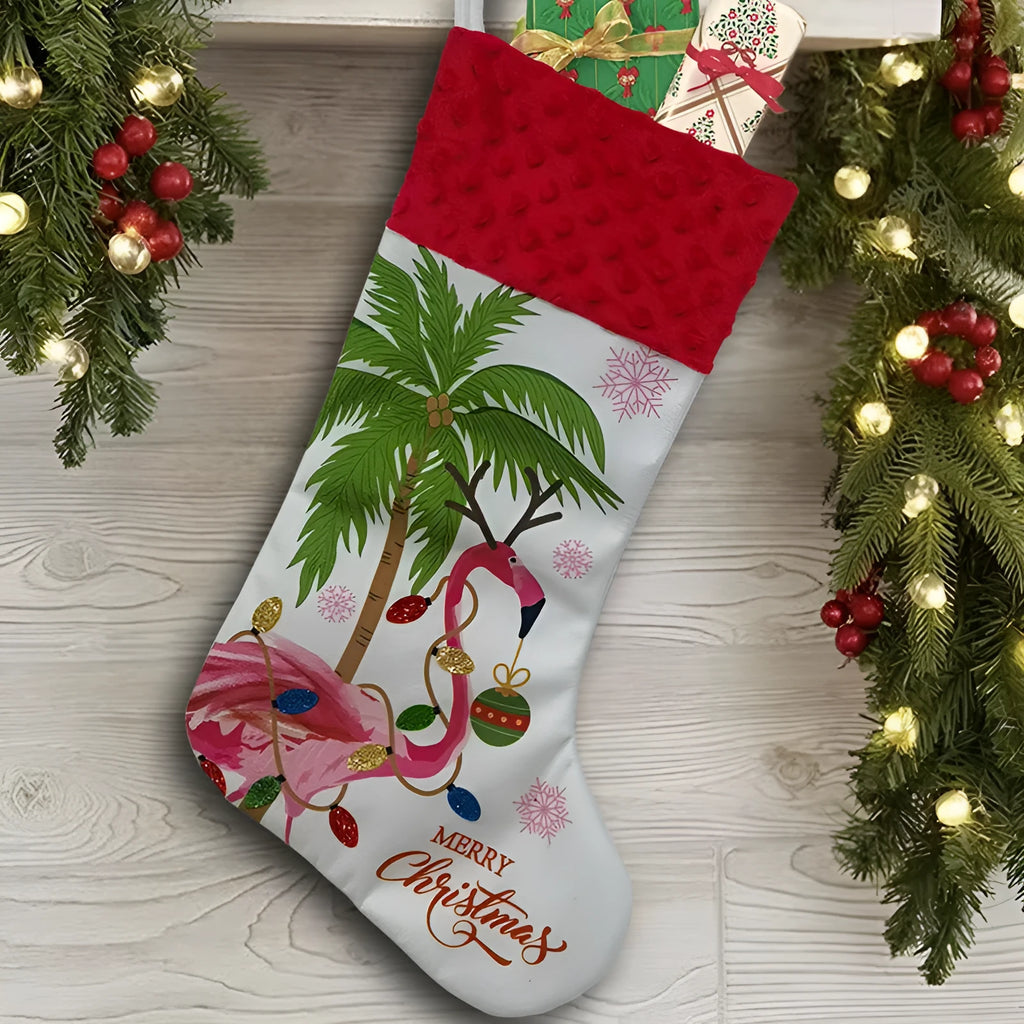 Flamingo design Christmas stocking decoration pendant in cloth material