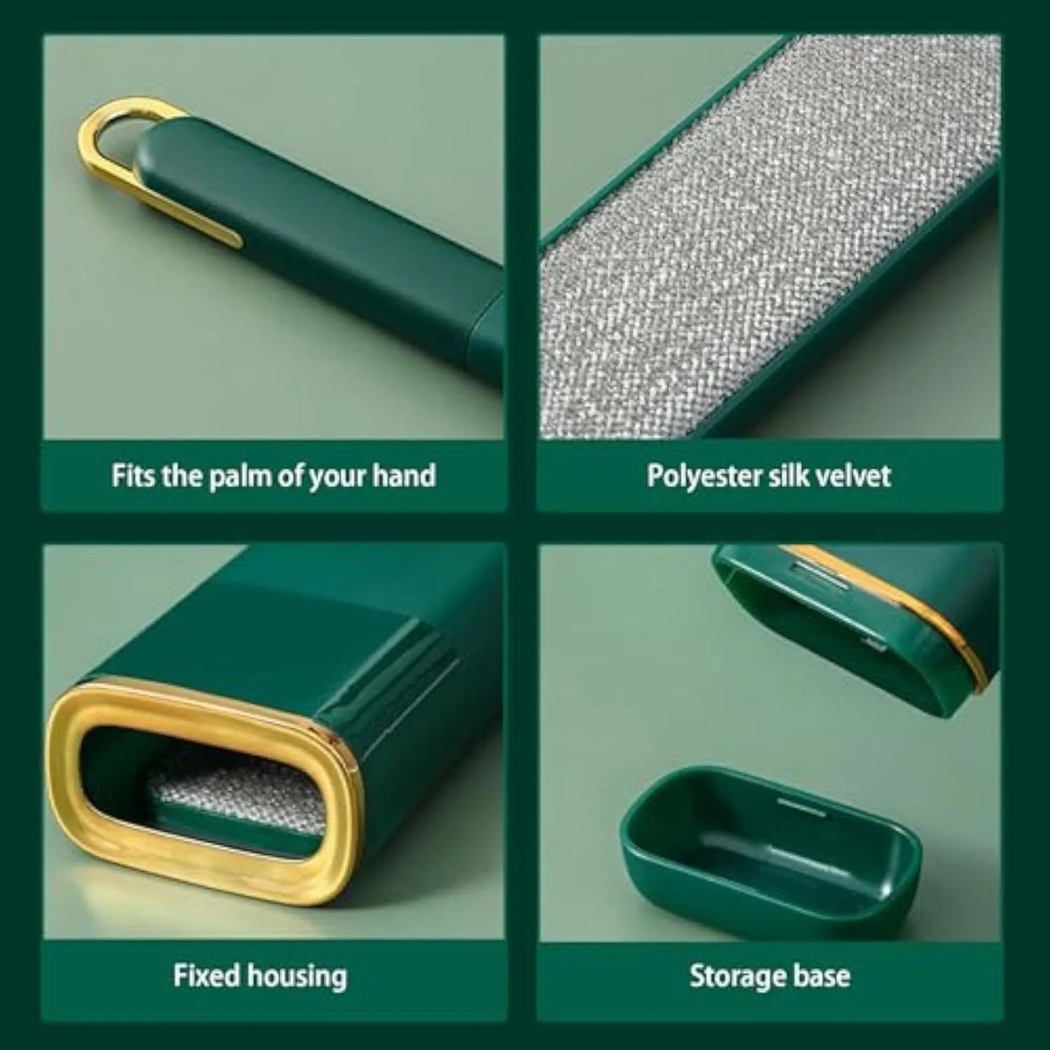 Pet hair removal brush with double-sided plush design and storage box base for cleaning clothes and furniture