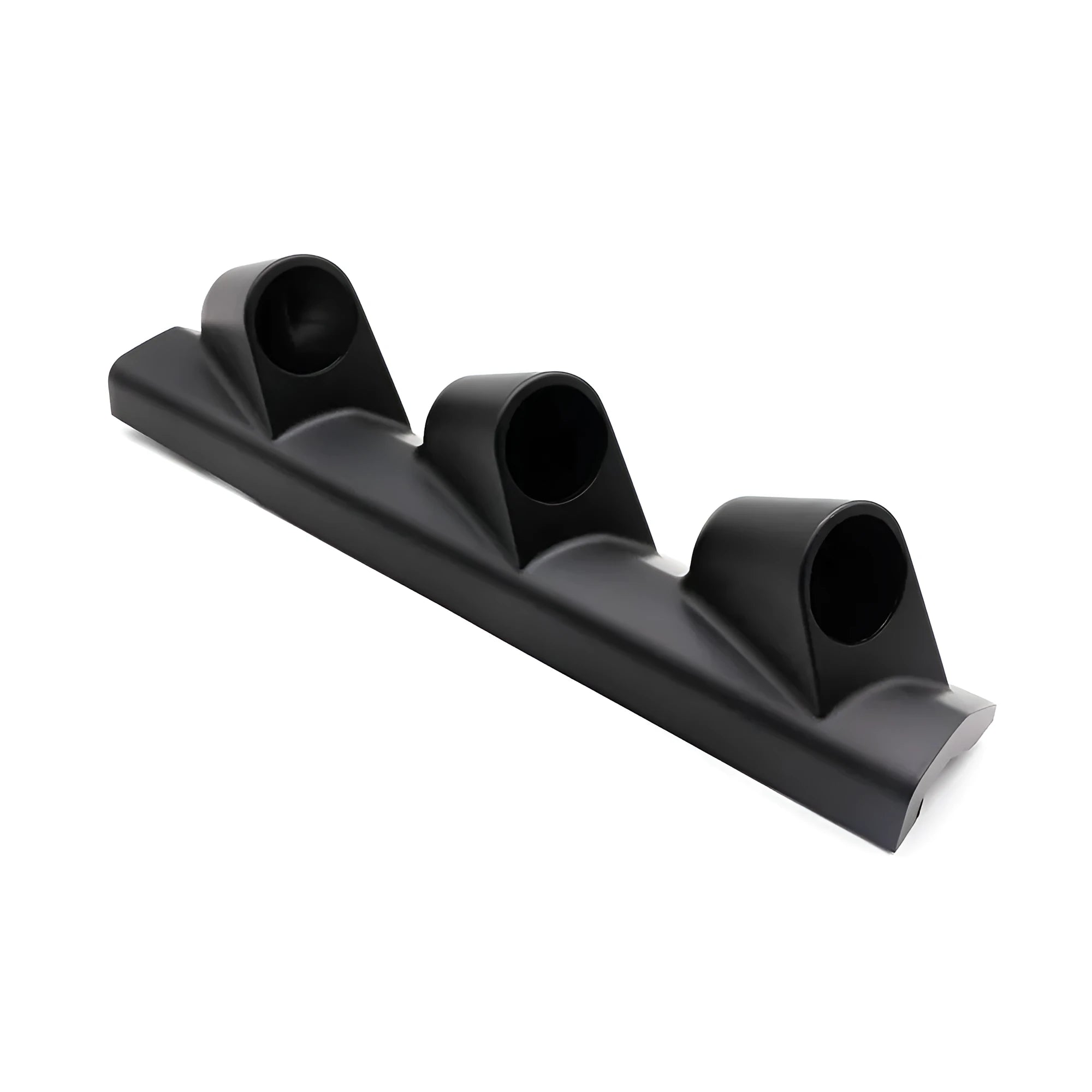 Black three-hole right drive instrument stand for 52mm car gauges on white background