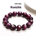 Purple lepidolite crystal round bead bracelet with polished finish on a wrist.