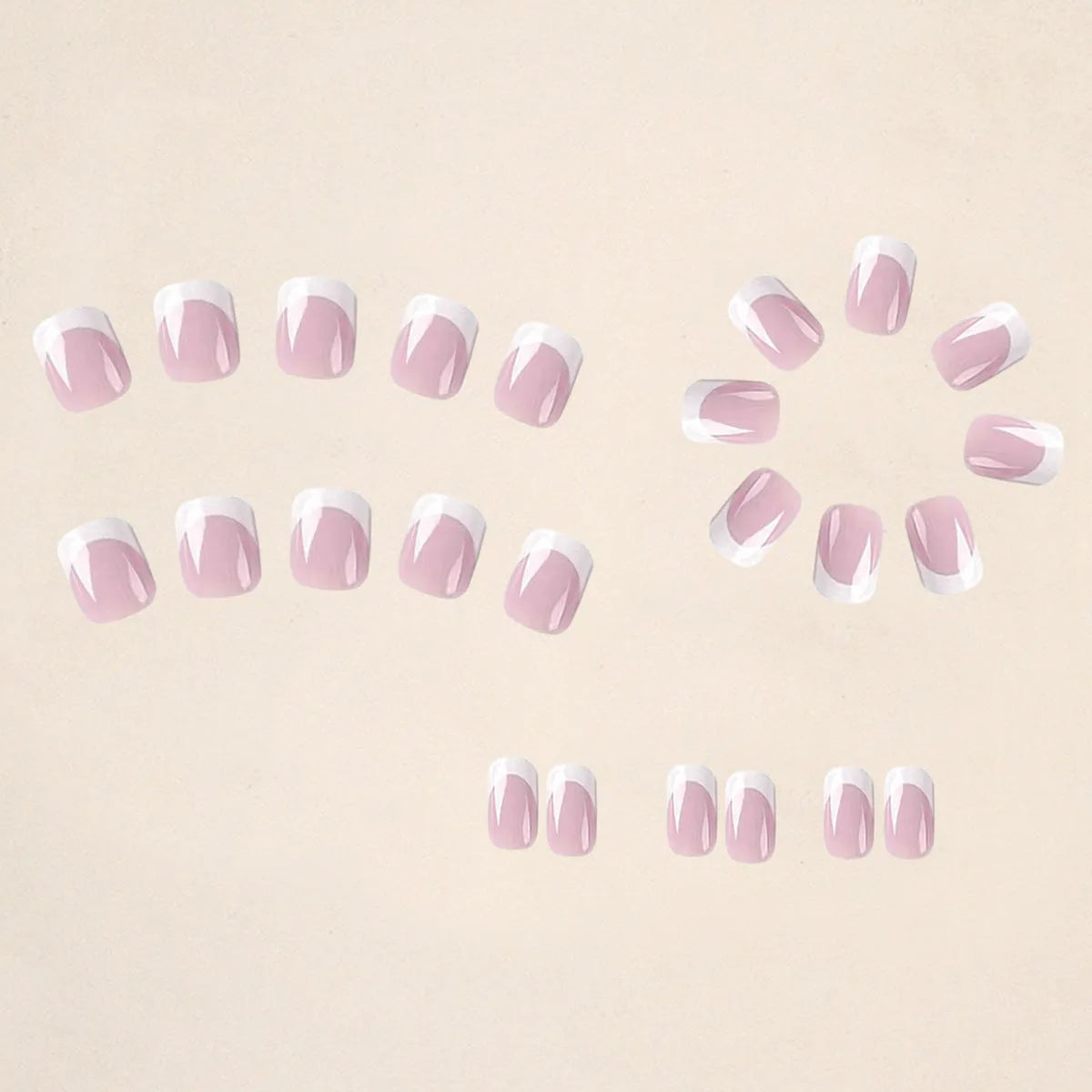 24 white plastic false nail tips with a black and white plaid pattern.