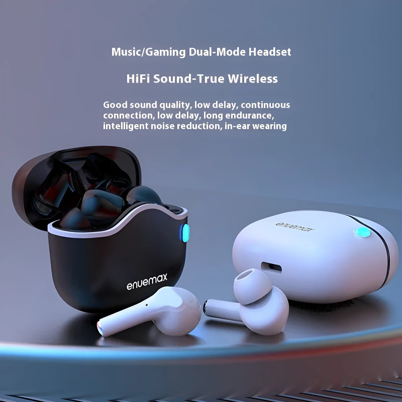 In-ear Bluetooth headset with PC ABS build, waterproof rating, and breathing light in black colour