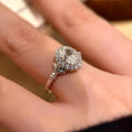 Silver geometric ellipse adjustable ring with diamond treatment on copper