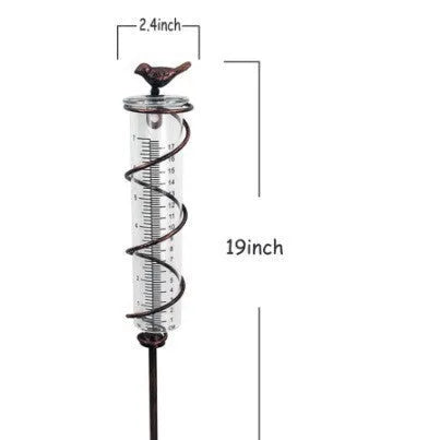 Cast iron bird decorative glass hyetometer rain gauge for garden rainfall measurement