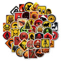 Waterproof warning stickers for motorcycle helmets with graffiti-style slogans on bright PVC material