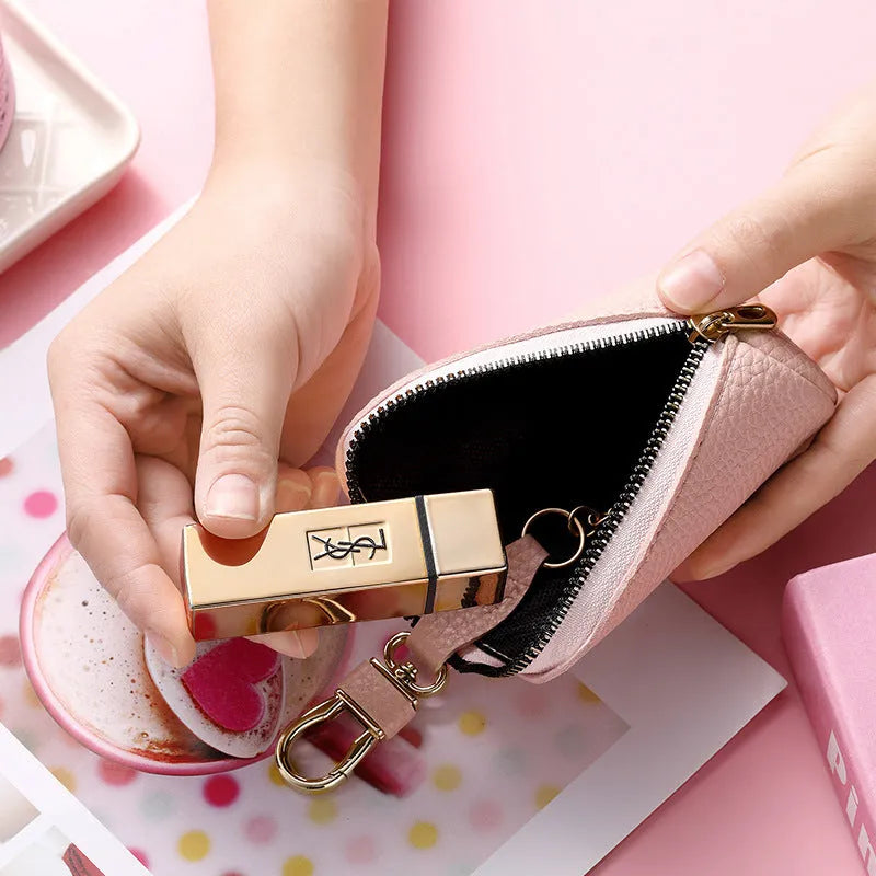 Waterproof PU leather key case in black, grey or pink with zippered expansion compartment