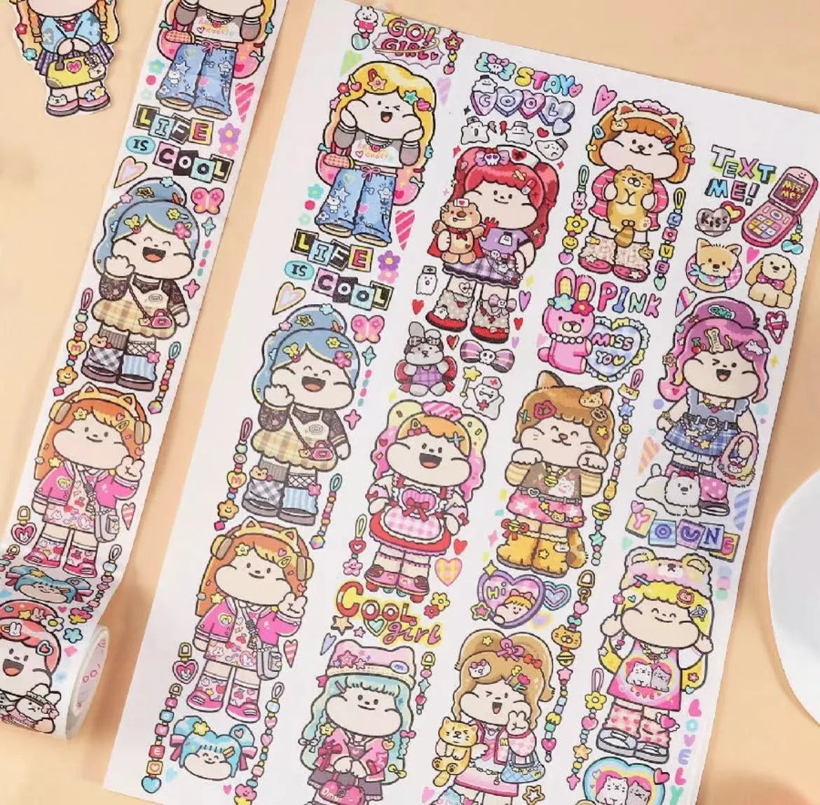 Cute cartoon character stickers for haemorrhoid tape packaging decoration on Japanese paper