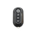 Fiat 500 Boyue Ottimo Viaggio car remote key shell in ABS plastic, shown in black, red, and dark blue colours.