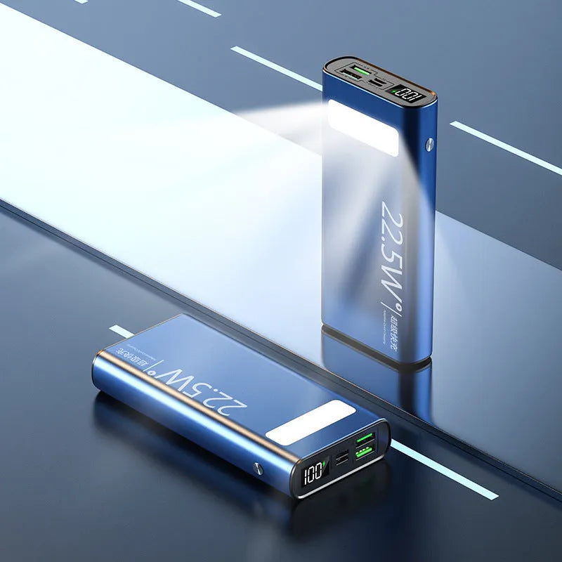 Alloy 22.5W super fast charging power bank with LCD display showing battery percentage