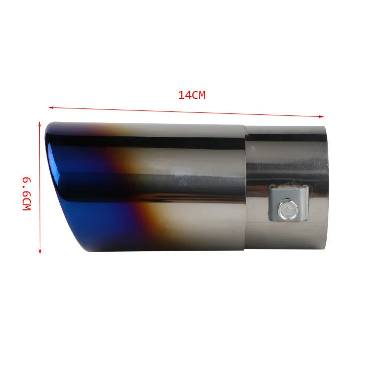 Stainless steel car exhaust tailpipe in a choice of baked blue, bright silver or colourful finish.