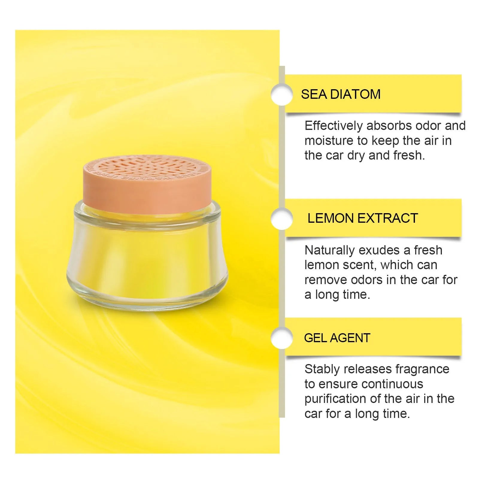 Lemon flavoured solid car balm in viscose ointment format, 60g, 6.4x5cm size