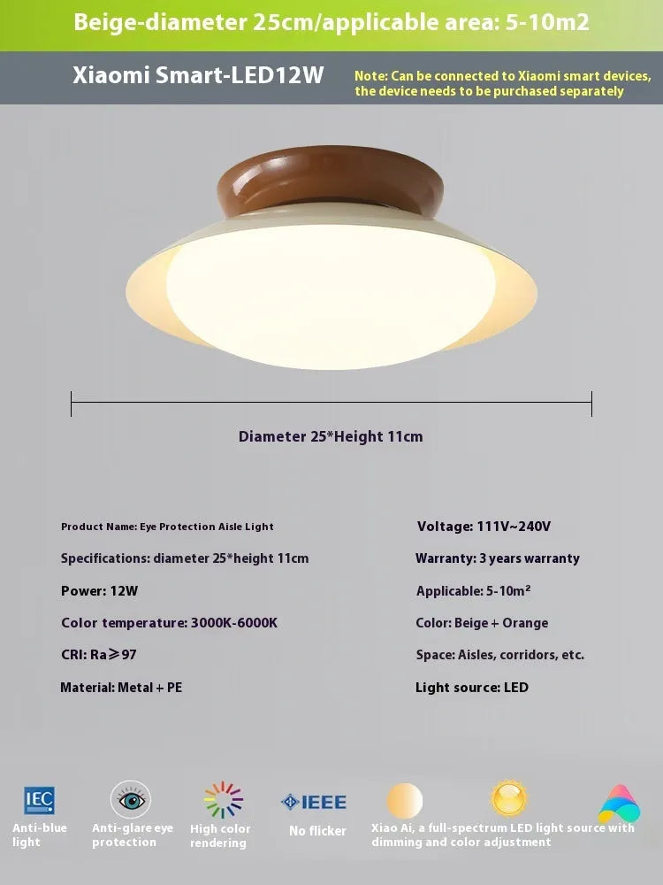 Modern flying saucer shaped ceiling lamp in cream style with minimalist design