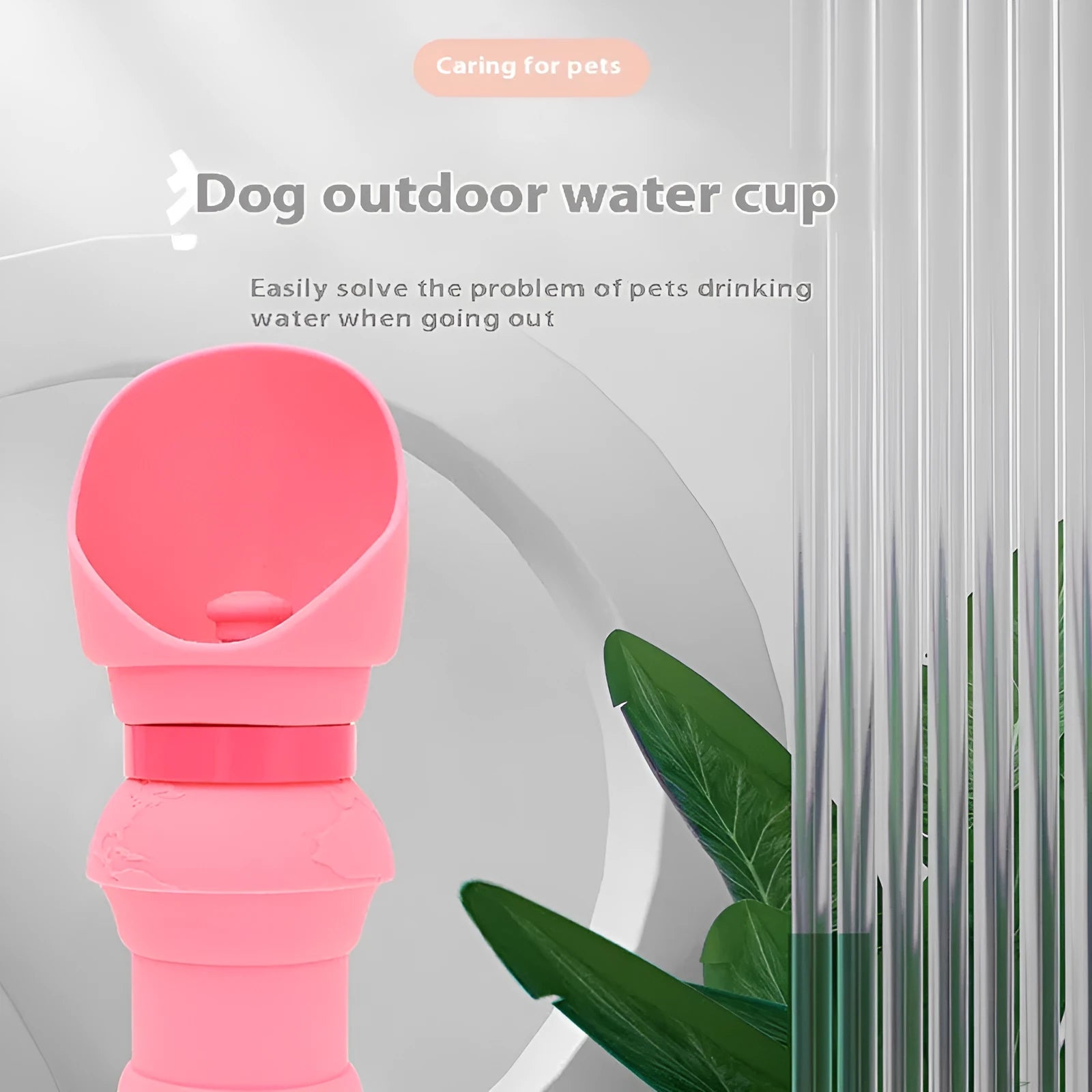 Silicone pet folding water cup shown in collapsed and open positions with colour options