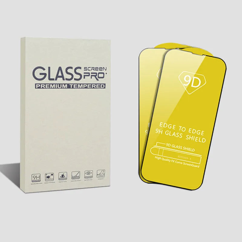 Three-pack tempered glass screen protector for Apple iPhone 13 mini with film tool in cowhide box