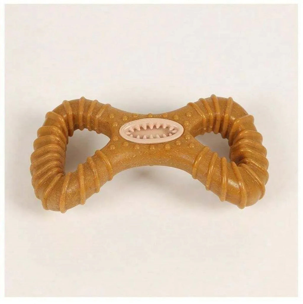 Durable bite-resistant dog chew bone toy in 8 shape and Y shape configurations for dental cleaning and interactive play