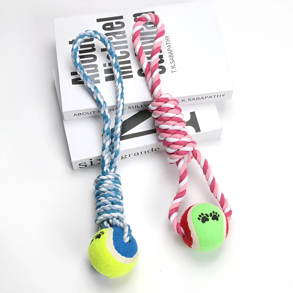 38cm red and white cotton rope dog toy for medium to large breeds