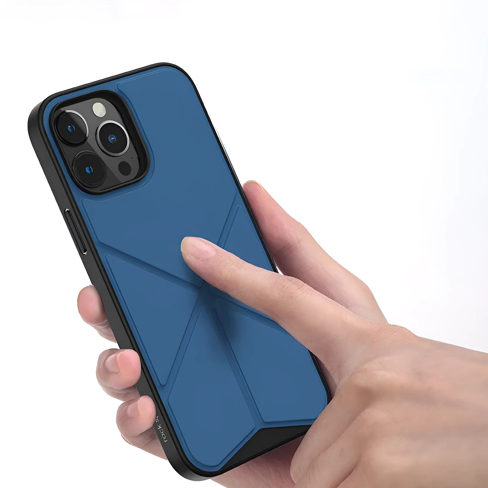 Black and blue TPU Element Stand Case for iPhone 13, 13 Pro, and 13 Pro Max