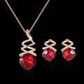 Alloy jewellery set with water wave chain necklace and matching earrings