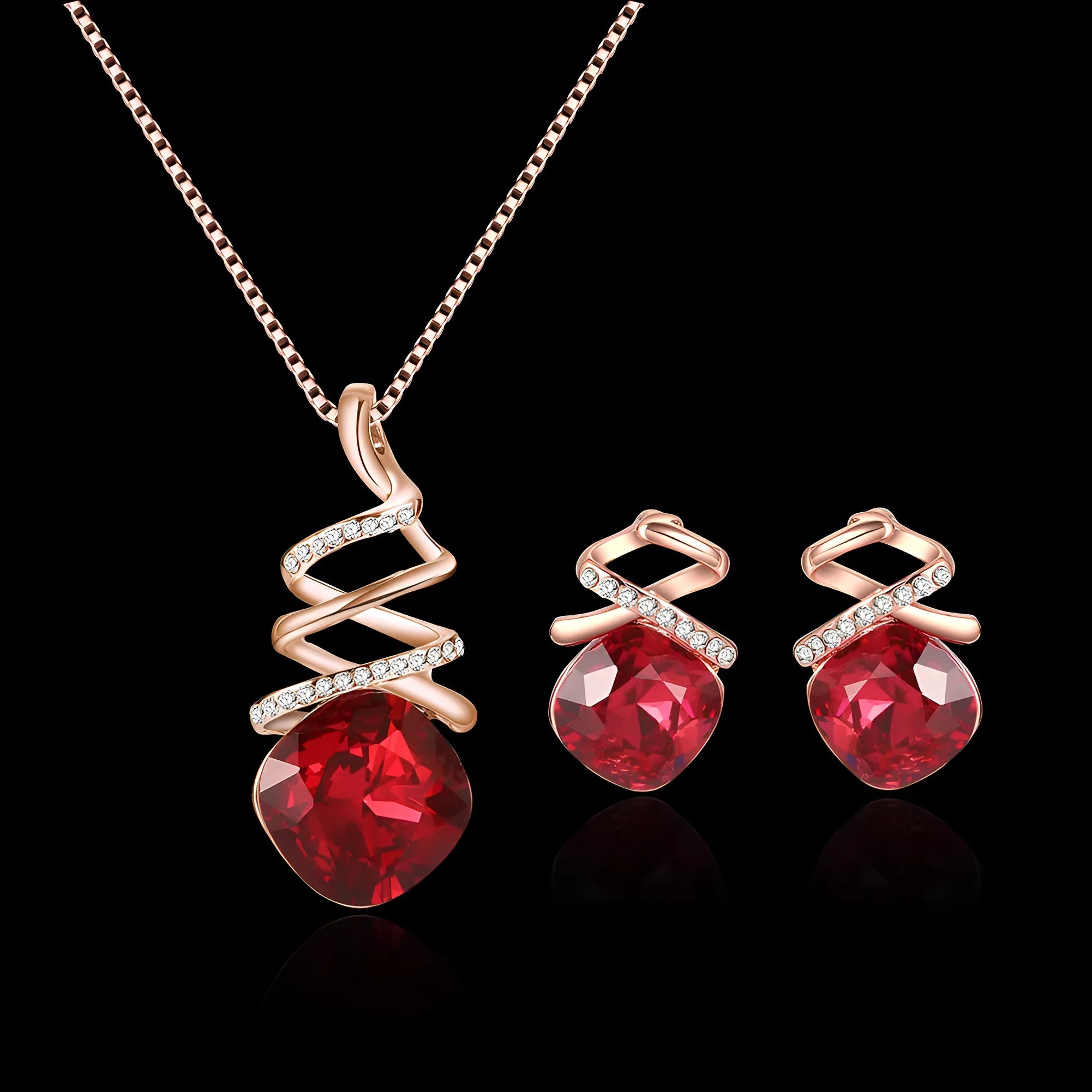 Alloy jewellery set with water wave chain necklace and matching earrings