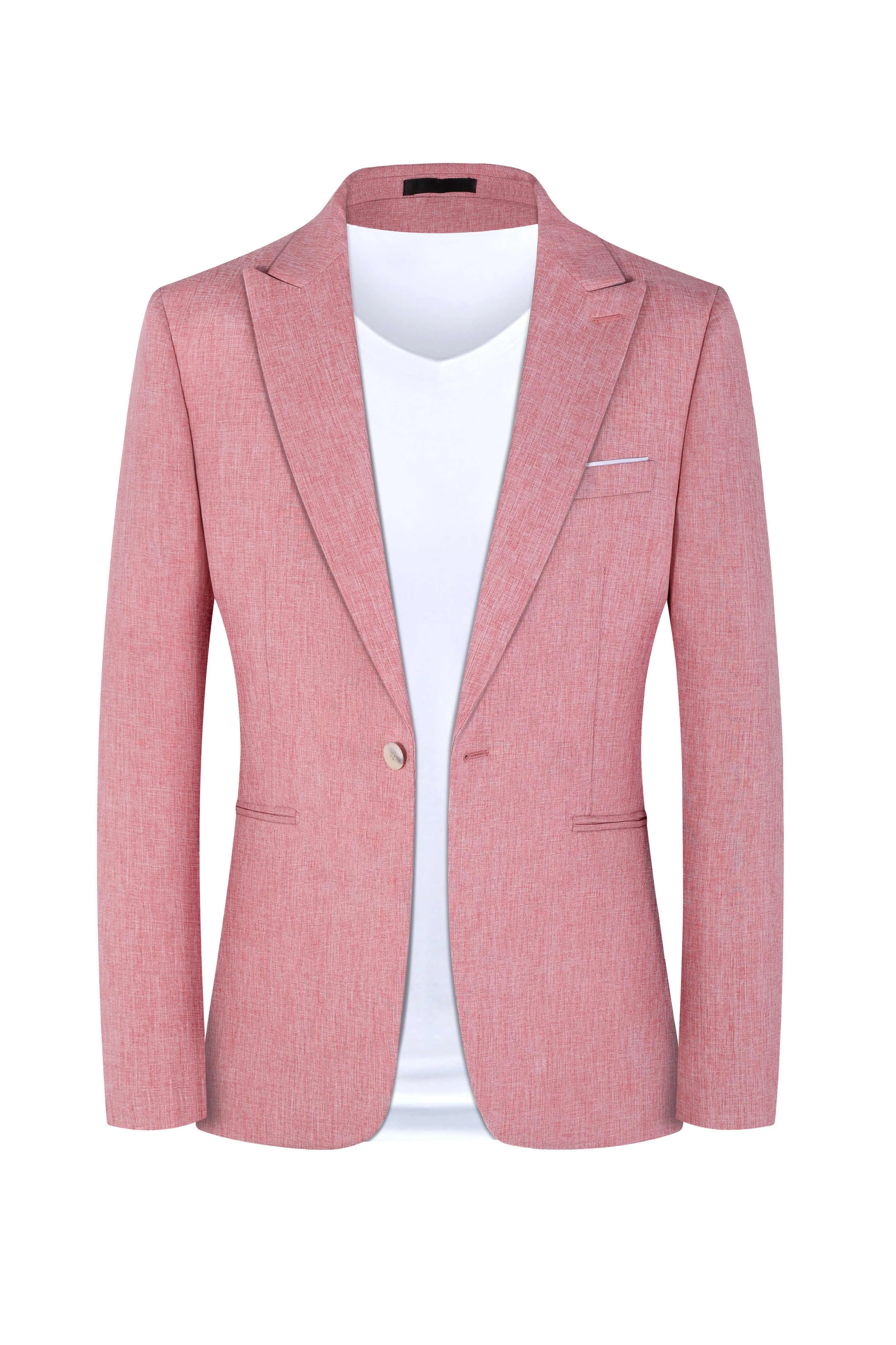 Men's western-style casual suit in light blue or pink with Asian fit sizing for spring and summer wear